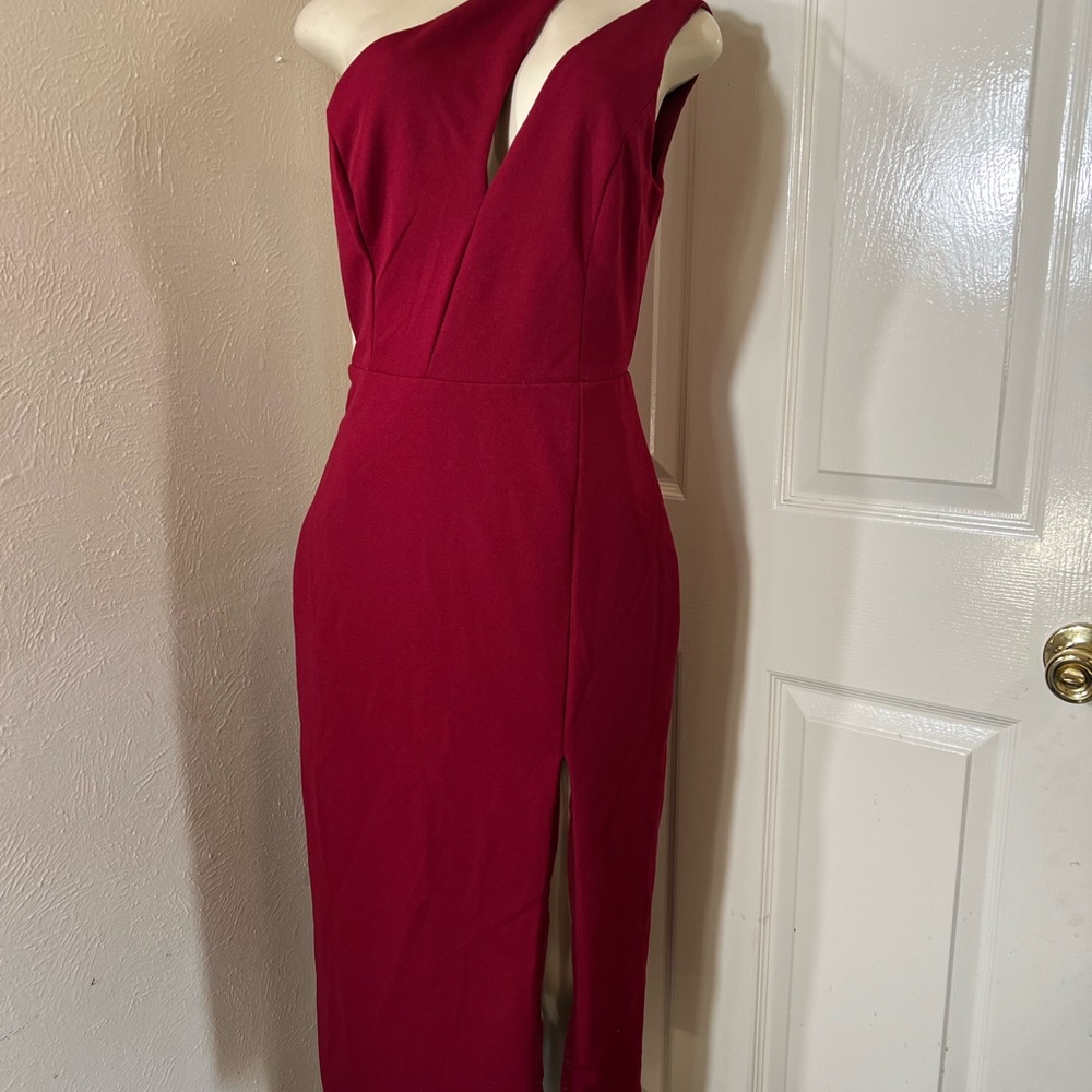 Lulu's One Shoulder Burgundy Dress